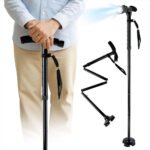Bastón 4 Patas Con Luz Led Altura Ajustable Y Plegable