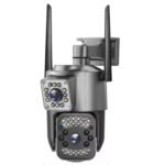 Cámara De Seguridad Doble Lente Pequeña 4Mp Con Wifi Color Gris