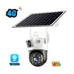Camara Exterior Doble Lente Panel Solar Simcard 4G Resistente Al Agua