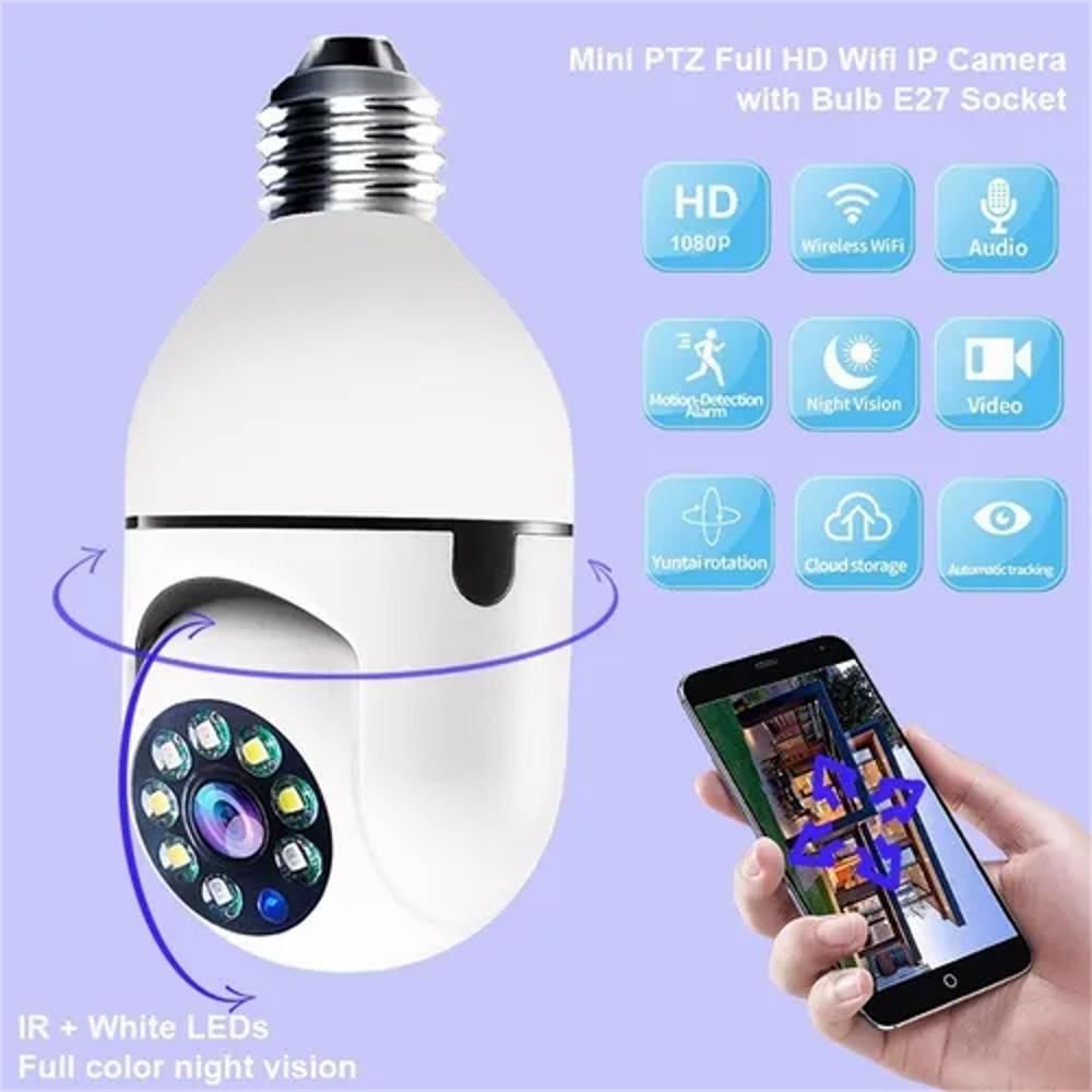 camara-robotica-ip-tipo-bombillo-wifi-360-panoramica-nocturna.jpg Cámara Robotica Ip Tipo Bombillo Wifi 360º Panoramica Nocturna - Image 1