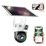Camara Wifi Doble Lente Ptz Panel Solar Resistente Al Agua Negro