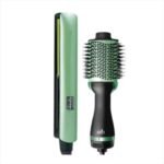 Combo Cepillo Secador Para Cabello Y Plancha Aguacate