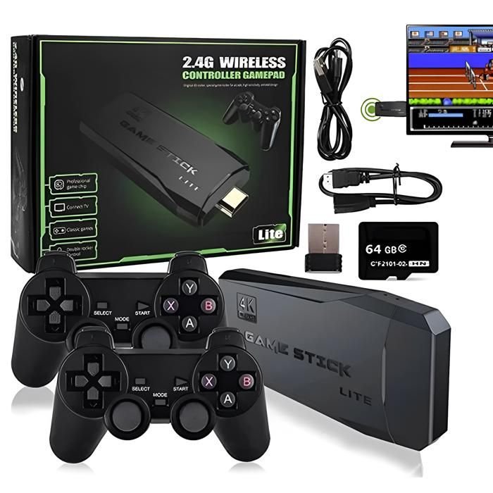 consola-de-juegos-retro-inalmbrica-game-stick-4k-10000-juegos-64gb-1028458380.jpg Consola Videojuegos Retro 64 GB Negra + Inalámbrico Game Stick 4K 10.000 Juegos - Image 1