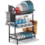 Escurridor De Platos, Estante De 3 Niveles Color Negro