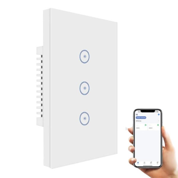 Interruptor Triple Wifi Inteligente Alexa Google Home Wifi (Blanco)