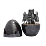 Juego Cubiertos Estuche Huevo Negro 24 Piezas Acero Inoxidable