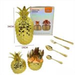 Juego Cubiertos X 24 Acero Estuche En Forma De Piña Dorado - Image 3