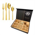 Juego De Cubiertos Acero Inoxidable Dorado R410fpr 24 Piezas