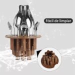 Juego De Cubiertos De Acero Inoxidable Con Estuche De Huevo Plateado De 24 Piezas - Image 3