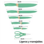 Juego De Cucharones Cocina, Cuchillos, Tabla, Tijera 19 Pzas Rosa - Image 3