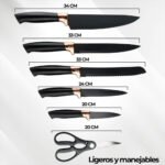 Juego De Cucharones Cocina, Cuchillos, Tabla, Tijera 21 Pzas Negro - Image 3