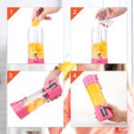 Licuadora Portátil Personal Recargable 6 Cuchillas Usb 380 Ml Color Rosa - Image 2