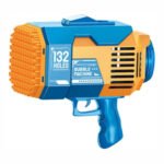 Pistola De Burbujas Recargable 132 Agujeros Jabón Adicional (Azul)