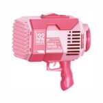 Pistola De Burbujas Recargable 132 Agujeros Jabón Adicional (Rosa)