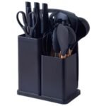 Set Utensilios Cocina En Silicona Y Juegos De Cuchillos 19Pc Negro